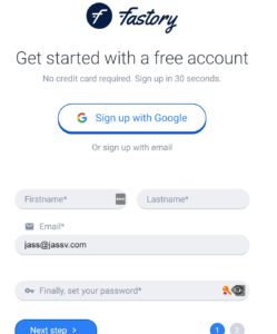 Fastory Tutorial - Signup with Google account